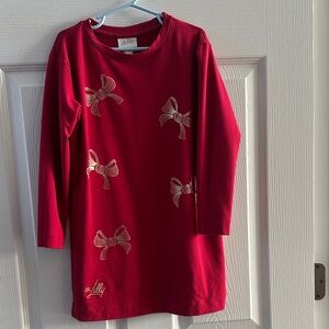 Lilly Pulitzer Kids Red Long Sleeve Dress with Bow Accents